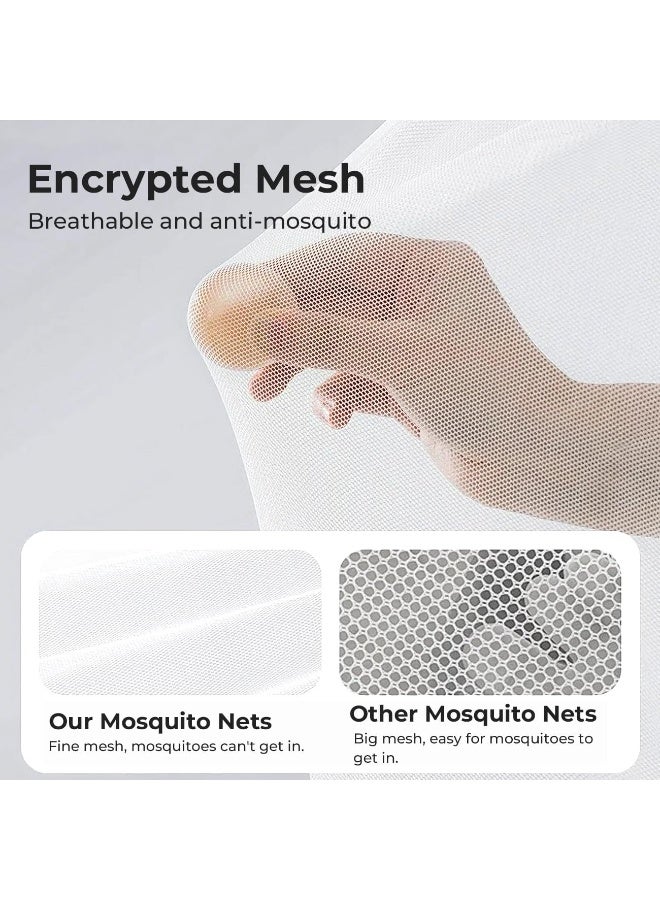 INSIJAM Pop up Mosquito Net Portable Mosquito Netting Foldable Mosquito Bed Cover Double Door Zip with Frame Square Home Netting Canopy Double Bed Tent Mesh for Bedroom - Image 5